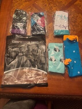 Women’s Compression Athletic Socks - Teal, Blue, Black, Purple (5- pack)